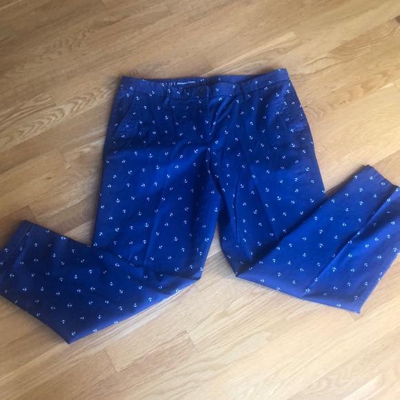 Talbots navy blue with white anchor print chinos 12 - Picture 3 of 7